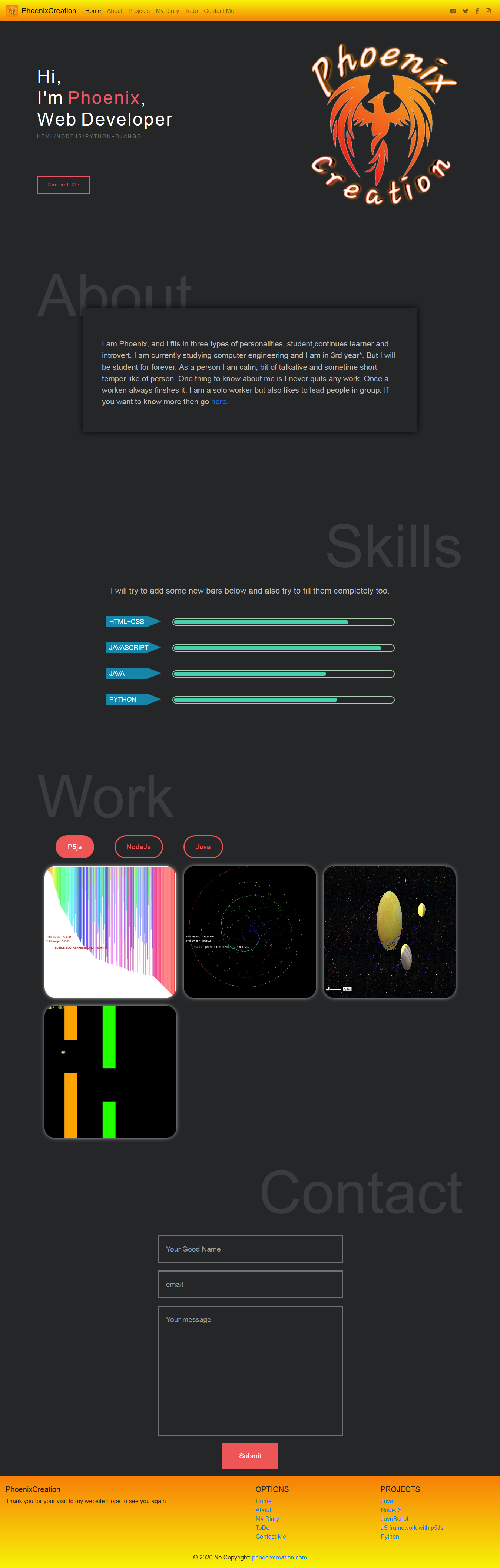 An full screenshot of old portfolio